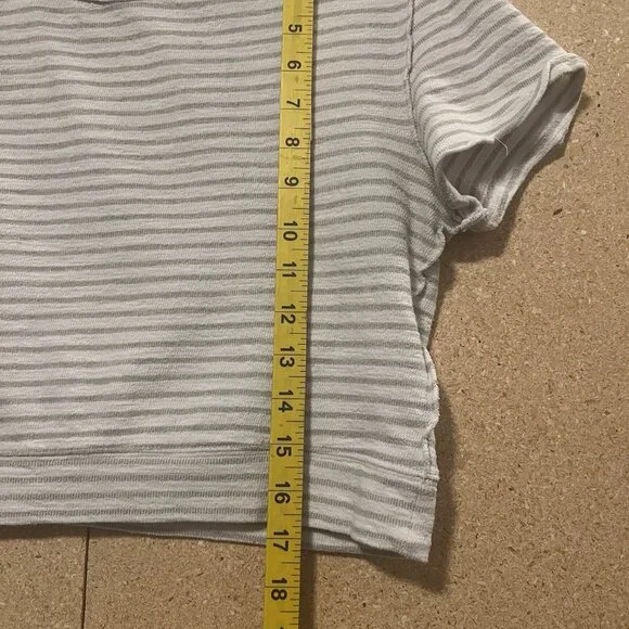 FREE PEOPLE We The Free Top Cropped Size Medium Sabrina Striped Terry Casual - Picture 7 of 10